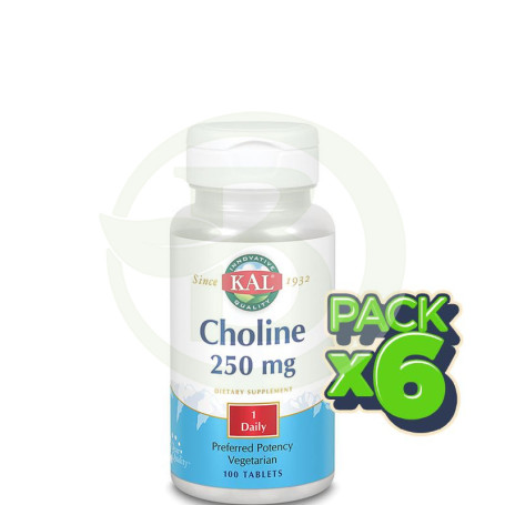 Pack 6x Choline 100 Comprimidos Kal