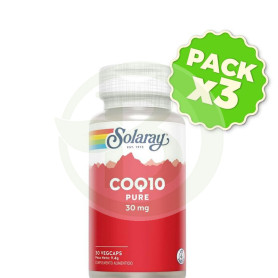 Pack 3x Pure CoQ10 30Mg. 30 Cápsulas Solaray