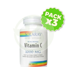 Pack 3x Vitamine C 1.000Mg. 100 Comprimés Solaray