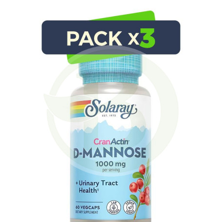 Pack 3x D-Manose Cranactin 60 Cápsulas Solaray
