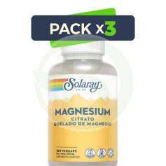 Pack 3x Magnesium Citrate 180 Gélules Solaray
