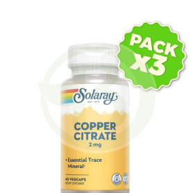 Pack 3x Cobre Citrato 2Mg. 60 Cápsulas Solaray