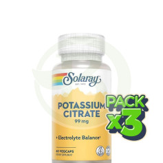 Pack 3x Citrate de potassium 99Mg. 60 Gélules Solaray