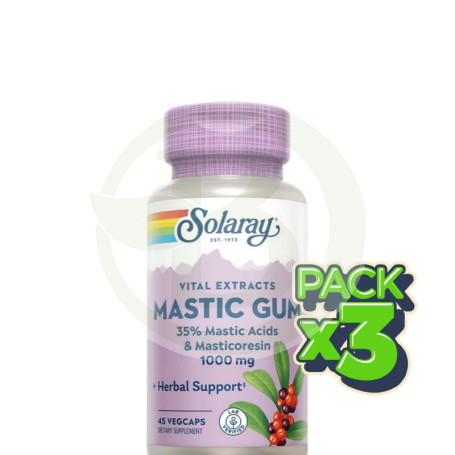Pack 3x Mastic Gum 500Mg. 45 Cápsulas Vegetales Solaray