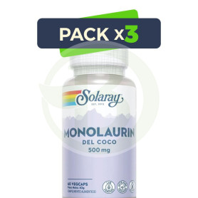 Pack 3x Monolaurin 500Mg 60 Cápsulas Vegetales Solaray