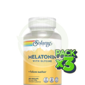 Pack 3x Melatonina con Glicina 100 Cápsulas Vegetales Solaray