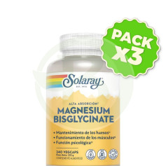 Pack 3x Magnésium Bisglycinate 240 Gélules Végétales Solaray
