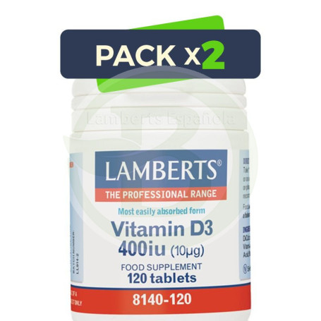 Pack 2x Vitamina D 400UI Lamberts