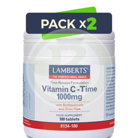 Pack 2x VITAMINA C 1000Mg. 180 LS TABLETAS LAMBERTS