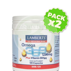 Pack 2x Oméga 3, 6, 9 1200Mg. avec Vitamine D3 Lamberts