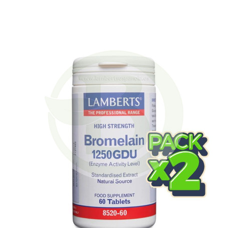 Pack 2x Bromelina 1250Gdu 60 Tabletas Lamberts