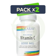 Pack 2x Vitamine C 1000mg 100 Comprimés Solaray