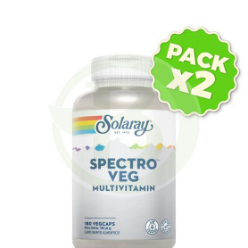 Pack 2x Spectro Vegetarian Fórmula Multi-Vita-Min 180 Cápsulas Solaray