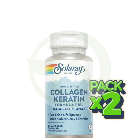 Pack 2x Collagen Keratin 60 Cápsulas Solaray