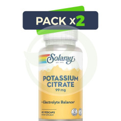 Pack 2x Citrate de potassium 99Mg. 60 Gélules Solaray