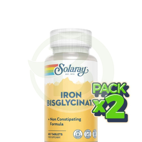 Pack 2x Iron Bisglycinate 60 Comprimidos Solaray