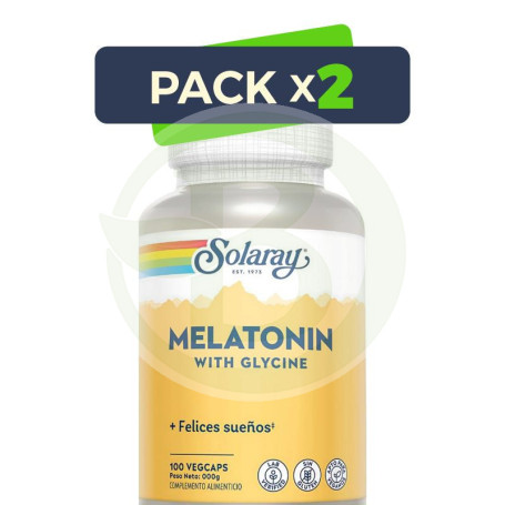 Pack 2x Melatonina con Glicina 100 Cápsulas Vegetales Solaray