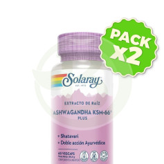 Pack 2x Ashwagandha Ksm-66 Plus 60 Gélules Végétales Solaray