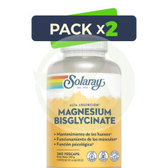 Pack 2x Magnésium Bisglycinate 240 Gélules Végétales Solaray