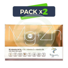 Pack 2x Magnésium + Zinc + Vit C + B6 90 Gélules Veggunn