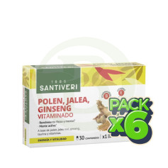 Pack 6x Pollen, Gelée et Ginseng Vitaminé 30 Comprimés Santiveri