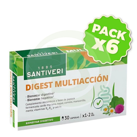 Pack 6x Digest Multiaccion 30 Cápsulas Santiveri