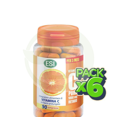 Pack 6x Vitamina C Pura Retard 90 Comprimidos ESI