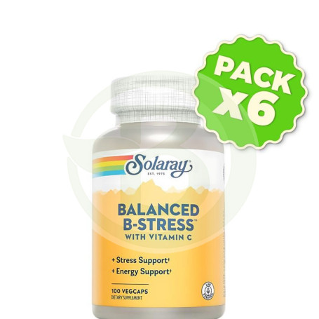 Pack 6x Nutritionally Balanced B-Stress 100 Cápsulas Vegetales Solaray