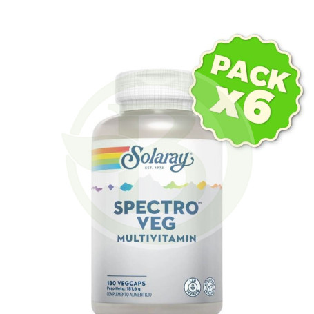 Pack 6x Spectro Vegetarian Fórmula Multi-Vita-Min 180 Cápsulas Solaray