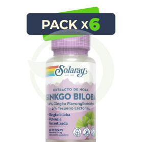 Pack 6x Ginkgo Biloba 60Mg. 60 Cápsulas Solaray