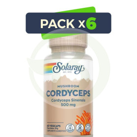 Pack 6x Cordyceps Fermented 500Mg. 60 Cápsulas Solaray