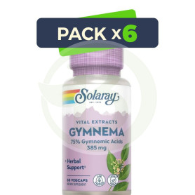 Pack 6x Gymnema 385Mg. 60 Cápsulas Vegetales Solaray