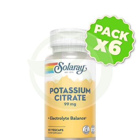 Pack 6x Potasio Citrato 99Mg. 60 Cápsulas Solaray
