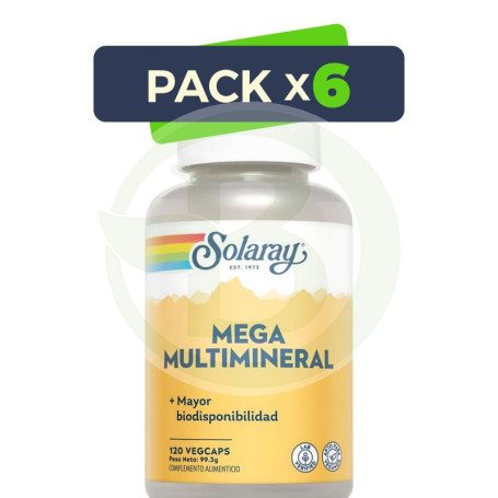 Pack 6x Mega Multi Mineral 120 Cápsulas Solaray
