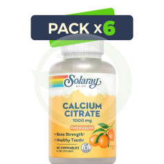 Pack 6x Calcium Citrate 60 Comprimidos Naranja Solaray