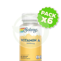 Pack 6x Vitamina a 10,000 Ui - 60 Vegcaps Solaray