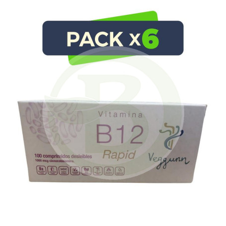 Pack 6x Vitamina B12 Rapid 1000Mcg 100 Comprimidos Veggunn