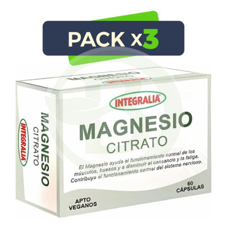 Pack 3x Magnesio Citrato 60 Cápsulas Integralia