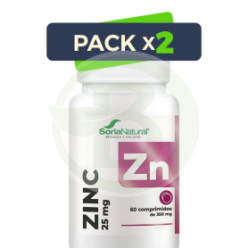 Pack 2x Zinc Liberación Sostenida 60 Comprimidos Soria Natural