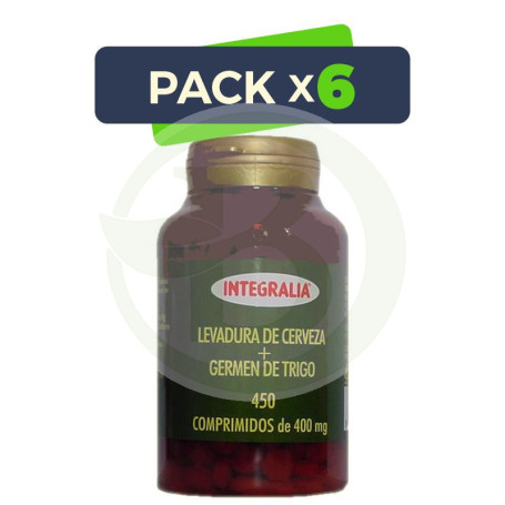 Pack 6x Levadura de Cerveza + Germen de Trigo 450 Comprimidos Integralia