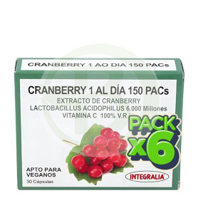 Pack 6x Cranberry 1 al Día 150 Pacs 30 Cápsulas Integralia
