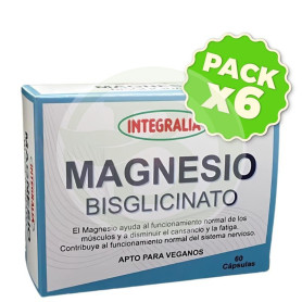 Pack 6x Bisglicinato De Magnesio 60 Cápsulas Integralia