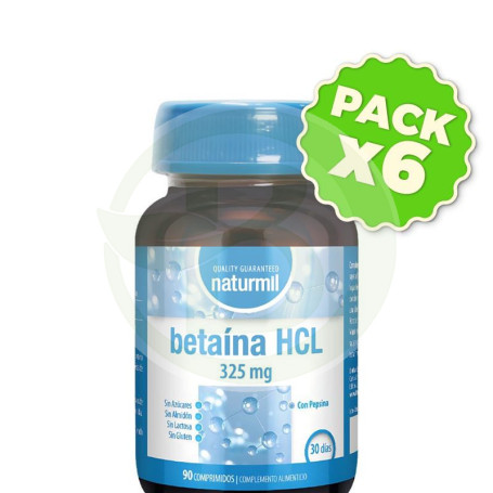 Pack 6x Betaina Hcl 90 Comprimidos Naturmil