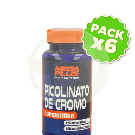 Pack 6x Picolinato De Cromo 125 Comprimidos Megaplus