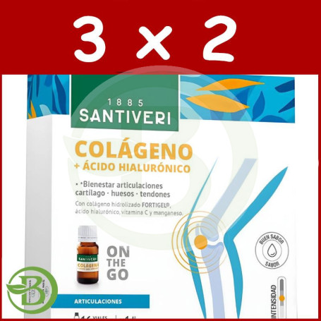 Pack 3x2 Colágeno + acido hialuronico 16 Viales Santiveri