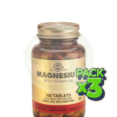 Pack 3x Magnésium avec Vitamine B6 100 Comprimés Solgar