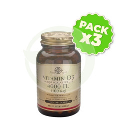 Pack 3x Vitamine D3 4.000UI 120 Gélules Solgar