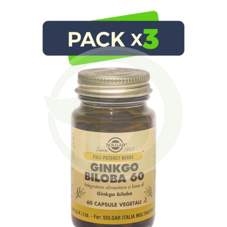 Pack 3x Gonkgo 60 Cápsulas Solgar