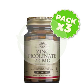 Pack 3x Zinc Picolinato 100 Cápsulas Solgar