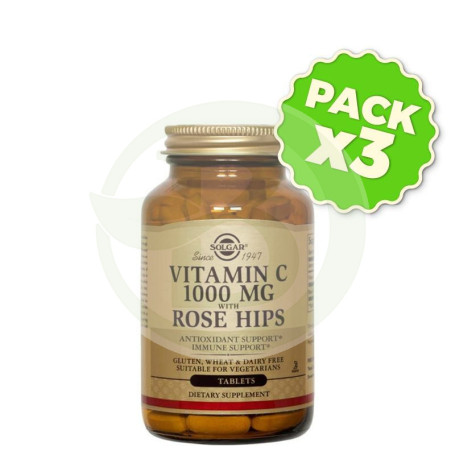 Pack 3x Rose Hips C 1.000Mg. 250 Cápsulas Solgar